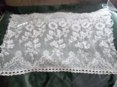 Vtg Lace Curtain Panel Unfinished Sides 24  Long X 34+  Across White Preowned • $9.99