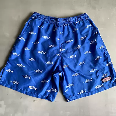 Vineyard Vines Trunks Mens Medium Blue Fish Skelton Beach Swim Elastic • $24.77