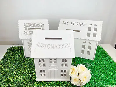 White MDF Wooden Wishing Well Gift Wish Box Design Wedding Party Money House • $69.99