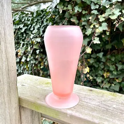 7  Vintage Frosted Pink Glass Vase • $15