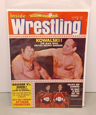 Vintage September 1974 Inside Wrestling Magazine Kowalski Bruno Bruiser Sheik • $9.99