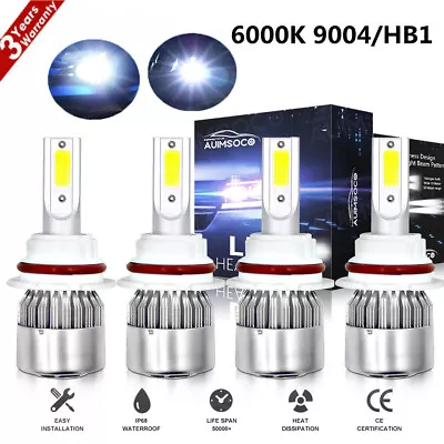 4x H4 Led Headlight White High/Low Beam Light +Fog Bulb For Ford F-150 1990-1991 • $39.99