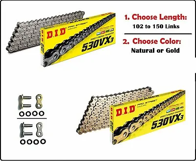 D.I.D DID 530 VX3 Xring Drive Chain Gold Or Natural With Rivet Master Link • $149.30