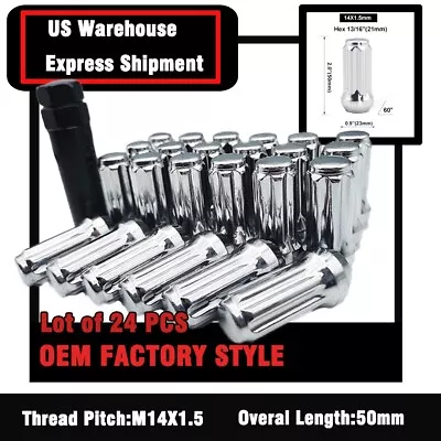 24P+KEY Fits FORD EXPEDITION F150 2015-19 SPLINE TUNER LUG NUT 2’’ 14x1.5 Chrome • $26.49