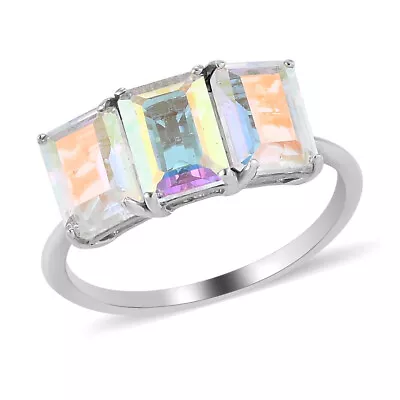 3.50ctw Mercury Mystic Topaz Trilogy Ring Platinum/Sterling Silver Size 6 • $38