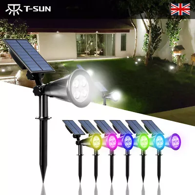 T-SUN LED Solar Spot Lights Wall Outdoor Garden Yard Path Lamp Security Lamps UK • £14.99