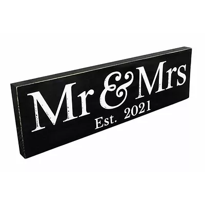 Mr & Mrs 2021 Large Wedding Hanging Sign Present Gift Decoration - Black • $10.95