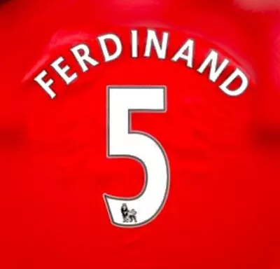 Man Utd FERDINAND #5 Football NameSet 2007/2013 Plastic Heat Transfer Prints • £10.40