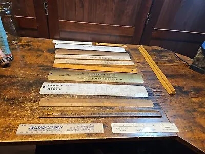 Lot Of 14 Vintage Advertising Rulers 6 Inch 12 Inch Triangular #LL • $33.20