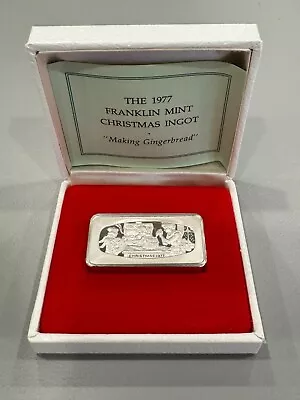 1977 FRANKLIN MINT MAKING GINGERBREAD STERLING SILVER 1000 GRAINS BAR - 2.03 Ozt • $50.92