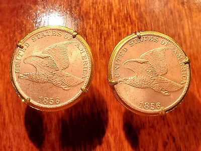 1856 U.S. Flying Eagle Cent Penny Unique Coin Cufflinks! Free S&H + Gift Box! • $41.95