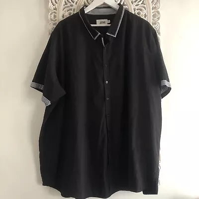 Men’s Jacamo Shirt 4XL (60-62) Black Cotton Blend Short Sleeve • £12