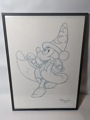Vintage Framed 1998 Sorcerer Mickey Mouse Fantasia 1940 Sketch Print Walt Disney • $74.98