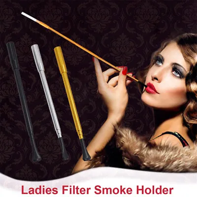 1920's Aluminum Cigarette Holder Ladies Long Smoking Pipe Filter Retractable • $10