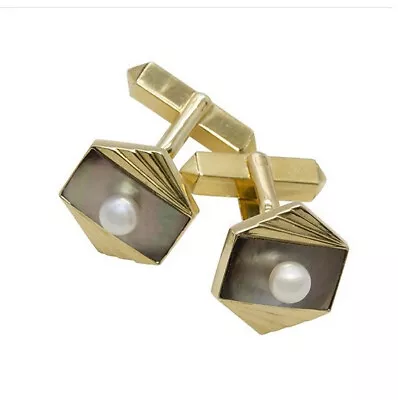 Mikimoto 14K Yellow Gold With Cultured Pearls And Mother-of-Pearl - Estate Find • $849.99