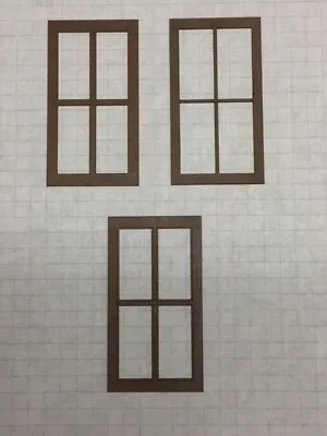 O Scale Laser Cut Warehouse Windows (10 Ct. Lot) 2-Piece 1-1/2  X 2-3/4  (W1-08) • $11.99