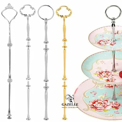 3 Tier Handle Fittings Gold For Tea Shop Room Hotel Cake Plate Stand Home Party • £3.79