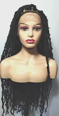 360 Lace Distress Locs Braided Wig Black Long 26inches  • $180