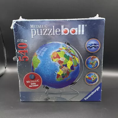 2007 Ravensburger Metallic Globe Puzzleball 540 Pieces 22 CM #111930 3-D Puzzle • $39.99