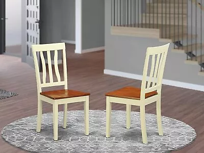 Set Of 4 Antique Dinette Kitchen Dining Chairs With Wood Seat Buttermilk Cherry • $314