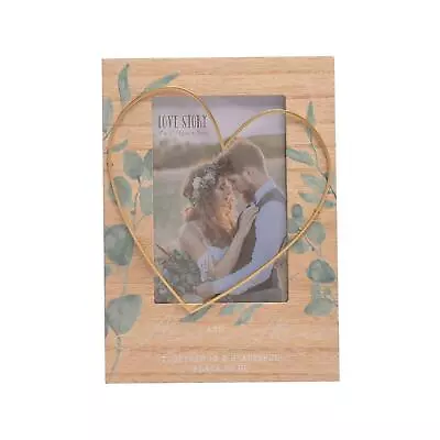 Wooden Photo Frame With Wire Heart 4x6 - Mr And Mrs • £13.29