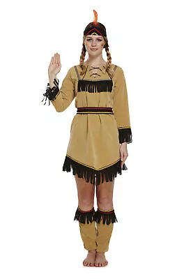 Deluxe American Indian Woman Adult Fancy Dress Costume  (One Size) • £17.99