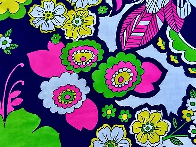 Peter Max Inspired ELECTROMAGNETISM Flower Power Barkcloth Era Vintage Fabric • $249.99