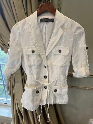 Zara White Linen Safari Blazer/Jacket Size Small EUC! • $49.99