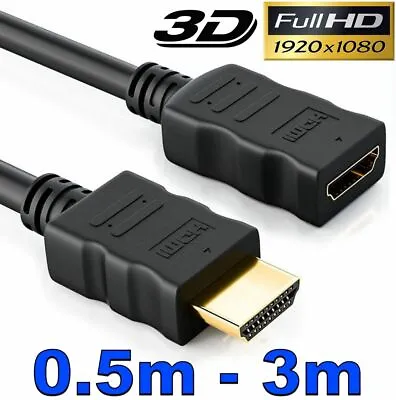 $5.39 • Buy HDMI Extension Cable Male To Female Lead V1.4 3D High Speed HD Extender Adapter