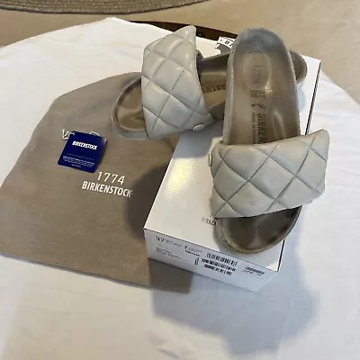 BIRKENSTOCK 1774 Sylt Padded White Leather Sandals Size 37 • $160