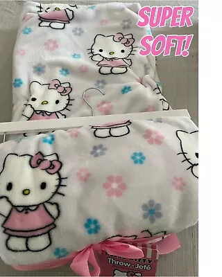 Hello Kitty Spring Flowers Super Soft Plush Throw Blanket Easter 50 X 70 NWT • $36