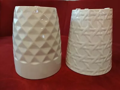 5” SET OF 2/ White Pattern Ceramic Flower Orchid Pots Waterproof 3.5x5.5x5 • $14.99