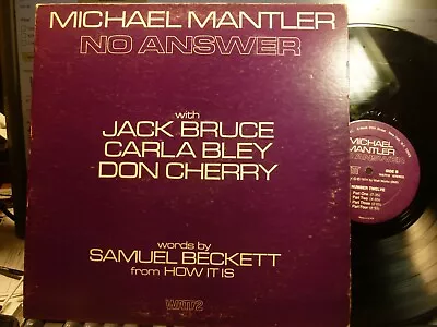 MICHAEL MANTLER  No Answer  (Samuel Beckett) LP NM/VG+ Insert  BRUCE CHERRY BLEY • $13.99