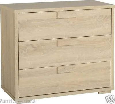 Oak Effect 3 Drawer Chest Of Drawers W80.5cm X D39cm X H71.5cm CAMBRIDGE  • £139