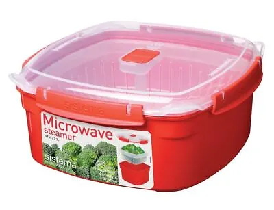 Sistema Microwave Large Steamer With Removable Steamer Basket 3.4 L - Red/Clear • £12.99