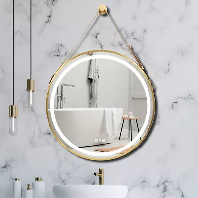 Round Bathroom Mirror Led Illuminated Vanity Anti Fog Wall Touch Makeup W/ Frame • $125.90