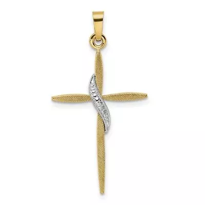 14k Two-tone Gold Solid Methodist Cross Pendant For Womens 1.48g • $252