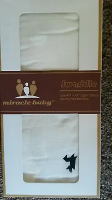 Miracle Baby 100% Cotton Muslin Swaddle  Super Soft Blanket Black White 120 Cm • £9.99