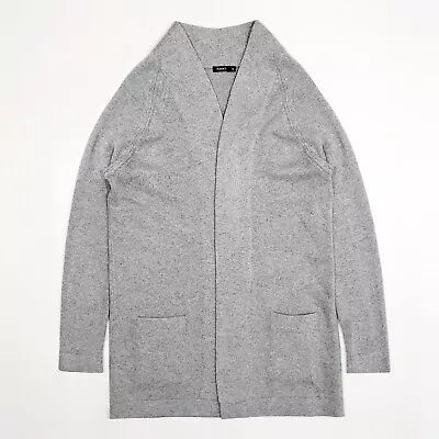 JAMES PURDEY Lambswool Angora Cashmere Knit Open Front Cardigan Heather Gray S-M • £467.16