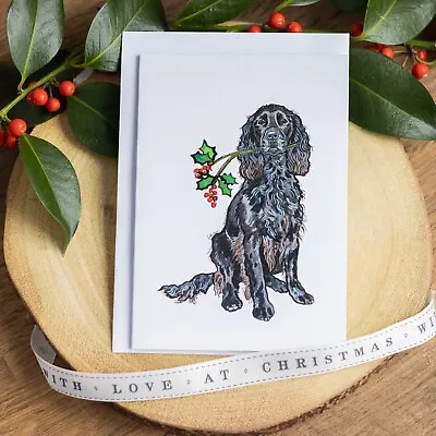 Black Cocker Spaniel Christmas Card • £3.55