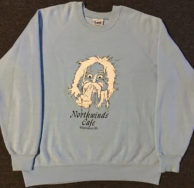 Vtg 80s North Winds Cafe Faded Sweatshirt M L USA Michigan Ski Snow Art Grunge • $64.95