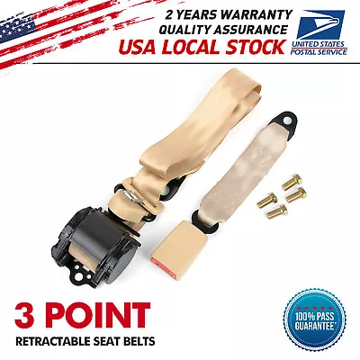 1 Of 3 Point Strap Retractable & Adjustable Safety Seat Belt Beige For Toyota • $31.99