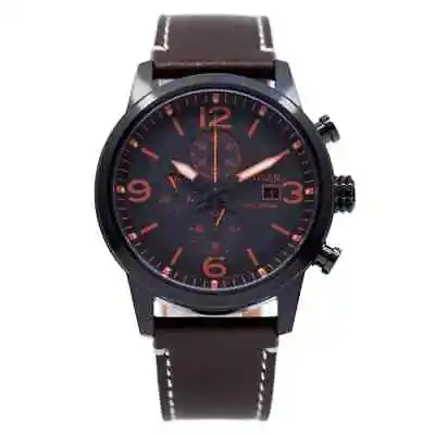 Citizen Men's Eco-Drive Brown Chronograph Calendar Leather Watch 43MM CA0745-11E • $110.99