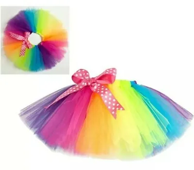 Girls Kids Tutu Skirt Princess Party Dance Ballet Dress Rainbow Baby Small 10 • £7.99