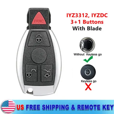 For Mercedes C E S G M R Class SL ML Remote Smart Car Key Fob 4 Buttons IYZ3312 • $17.69