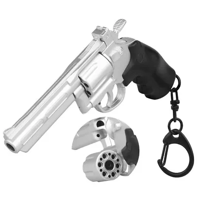 Tactical Revolver Keychain Gun Shape Mini Pistol With Rotating Magazine Key Ring • $17.99