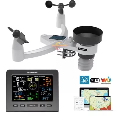 7 In 1 WIFI Weather Station Wireless Weather Forecast W/ Solar Panel & Sensors • $147.58