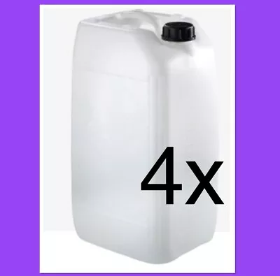 4 X 25L LITRE PLASTIC WATER CONTAINER JERRYCAN JERRICAN CARRIER FOOD DRUM W/LIDS • £33.99