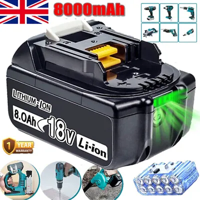 8.0Ah For Makita BL1830 LXT Li‑Ion Cordless 18V BL1850 BL1860 Lithium Battery UK • £22.49