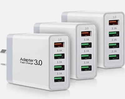 3x 33W Qualcomm 4Port QC3.0 Fast Charging USB Wall Charger Adapter For IPhone AU • $29.95